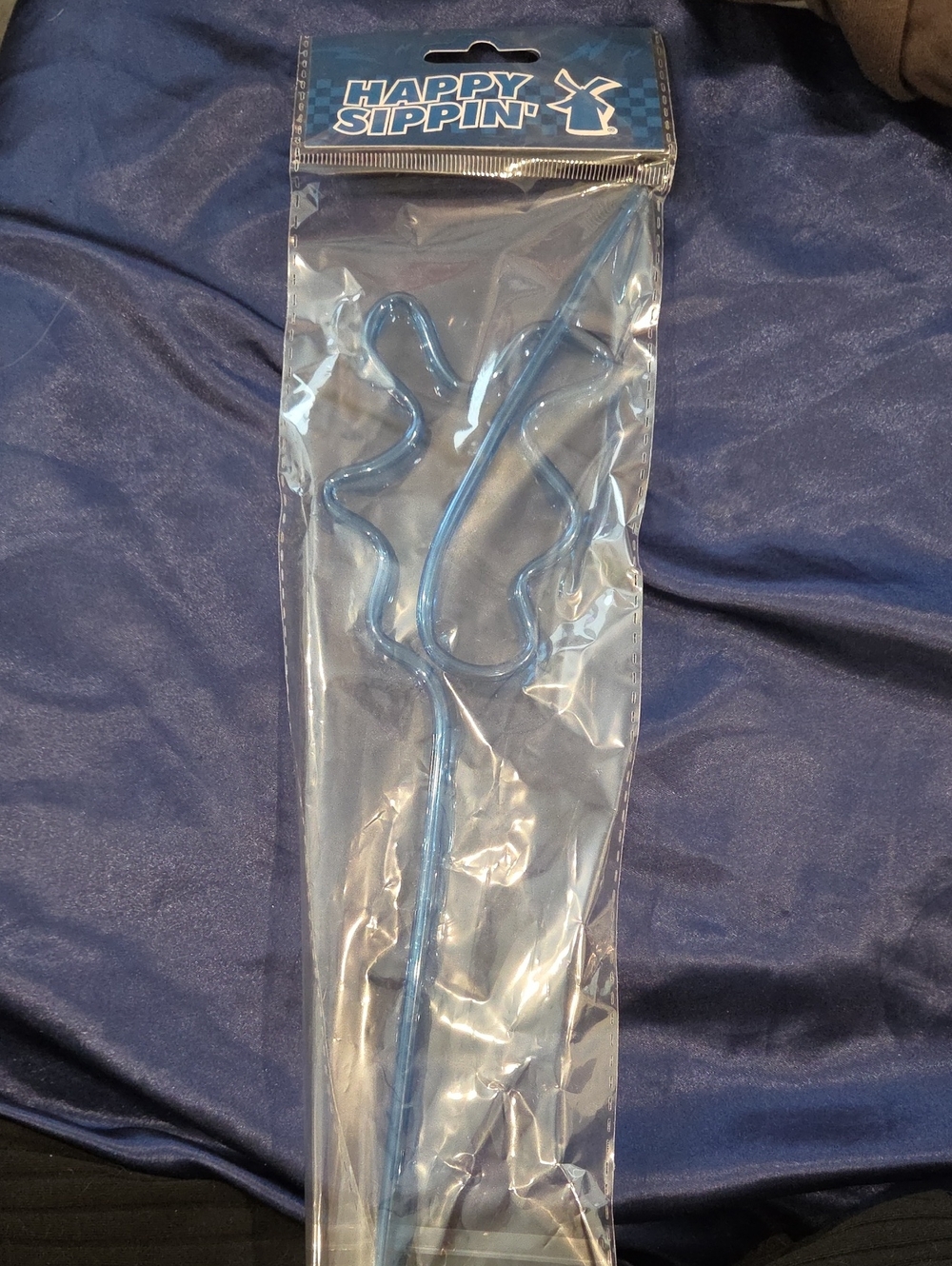 Blue Dutch Bros Sign Straw